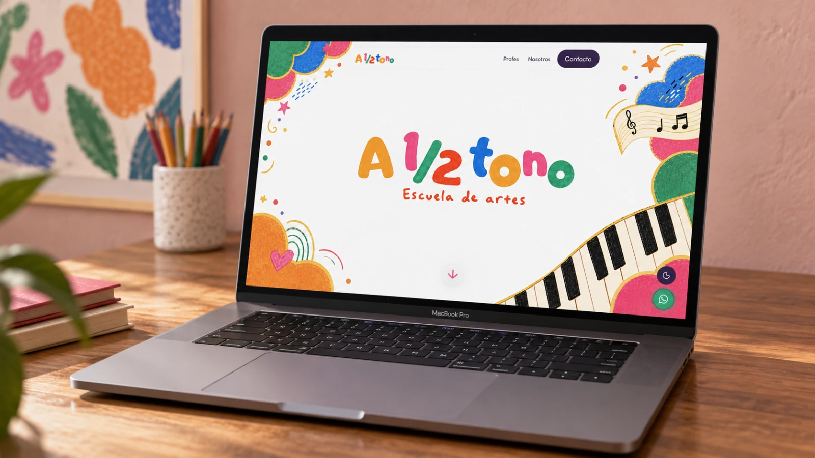 A medio tono: An invitation to play, shown on a MacBook