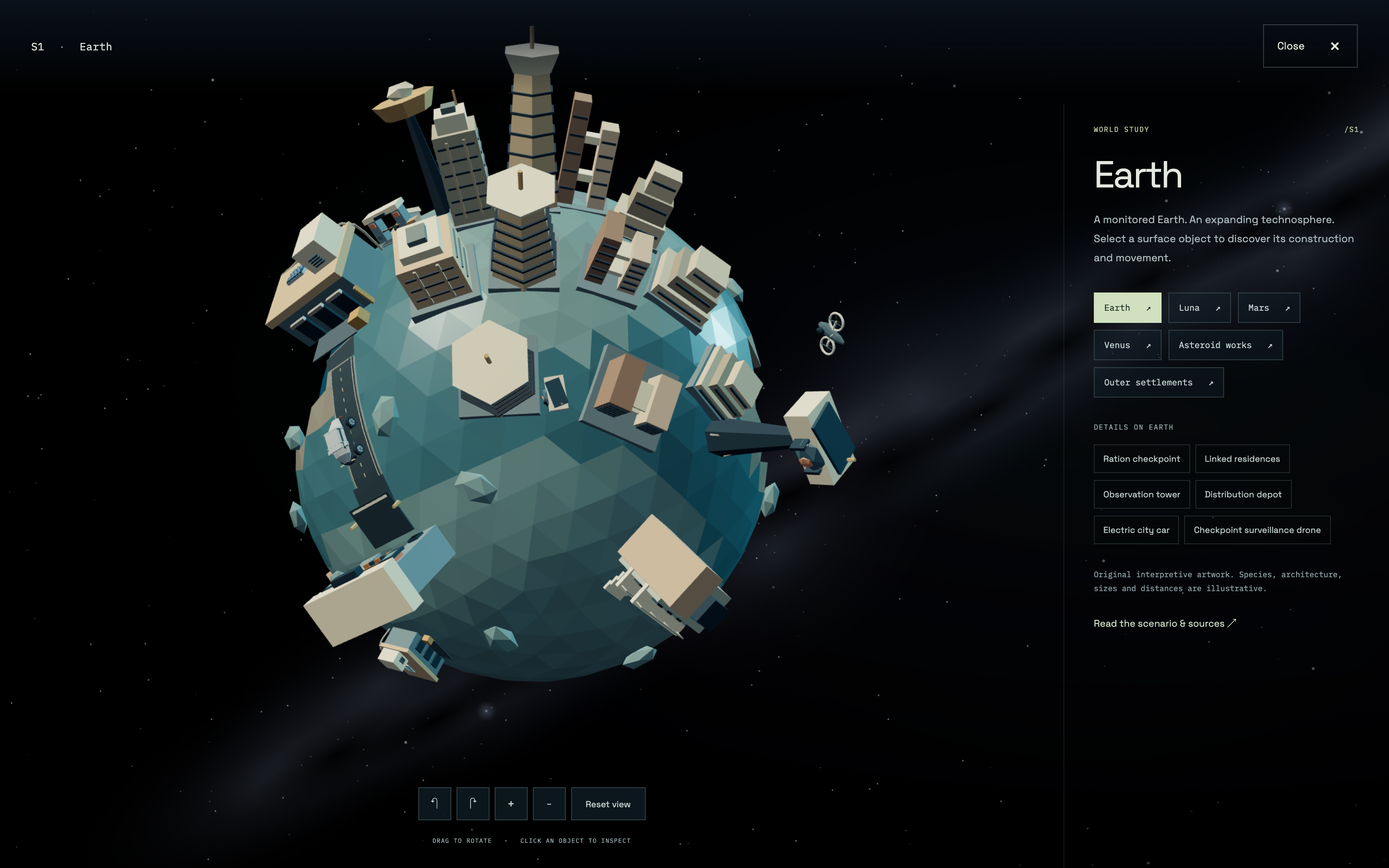 Janus Observatory: Earth: architecture and surface detail