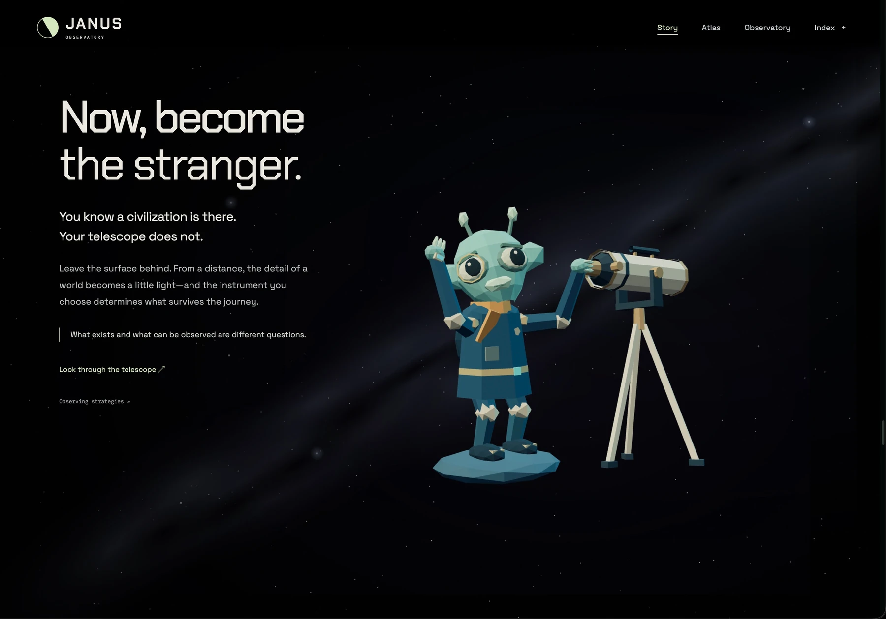 Janus Observatory — vista 3 de la interfaz