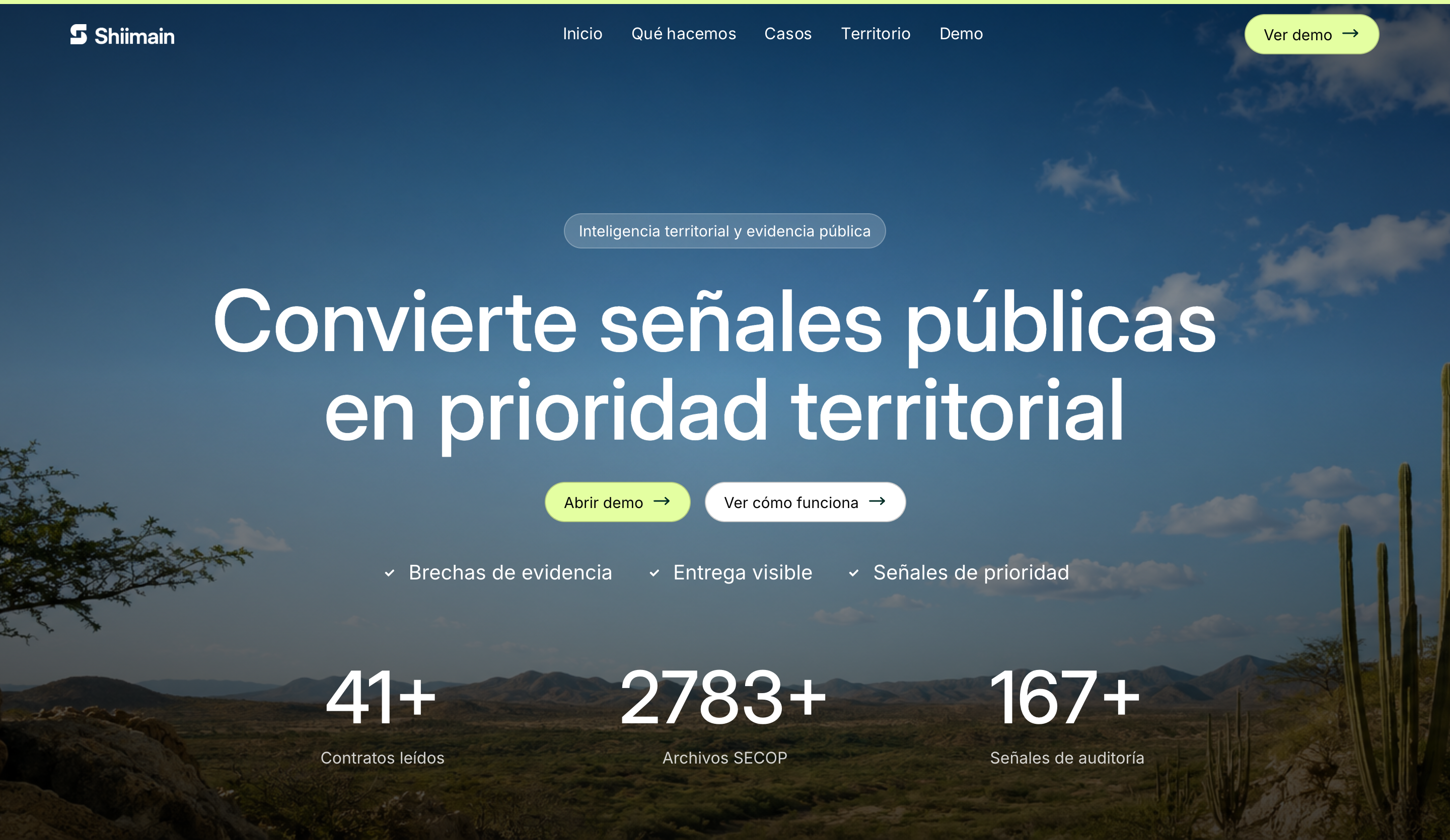 Shiimain — interfaz del proyecto publicado